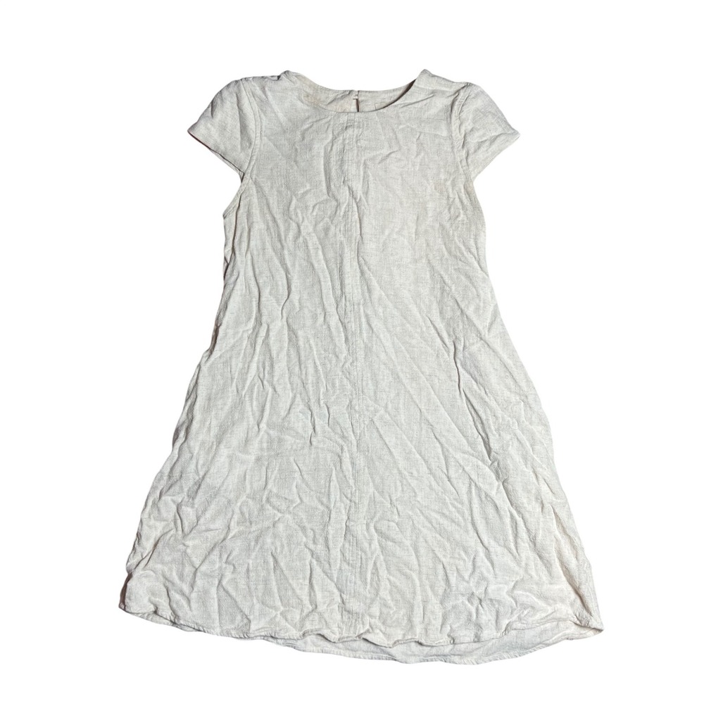 Monteau Los Angeles Oatmeal Linen Blend Cap Sleeve Shift Dress‎ Womens XS